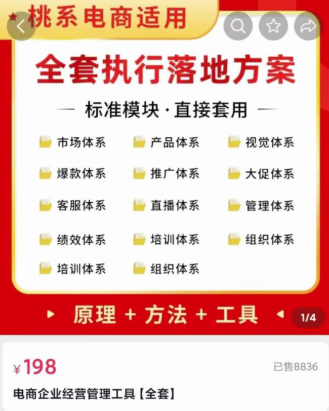 外面賣198?電商企業(yè)經(jīng)營管理工具：全套執(zhí)行落地方案標準模塊?直接套用