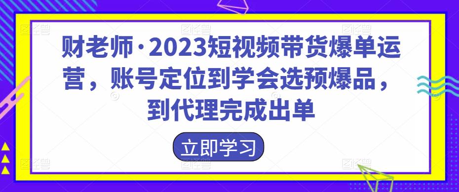 財老師?2023短視頻帶貨爆單運營，賬號定位到學會選預爆品百度網(wǎng)盤插圖