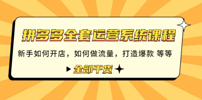 拼多多全套運(yùn)營(yíng)系統(tǒng)課程：新手如何開(kāi)店如何做流量打造爆款網(wǎng)盤分享插圖