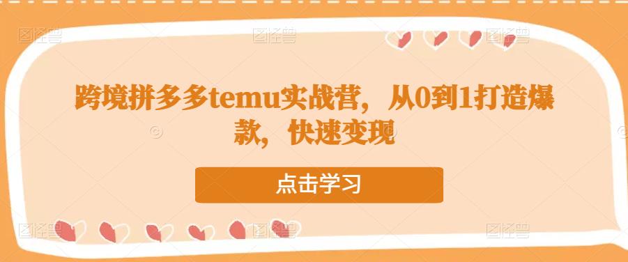 跨境拼多多temu實(shí)戰(zhàn)營(yíng)，從0到1打造爆款，快速變現(xiàn)百度網(wǎng)盤插圖