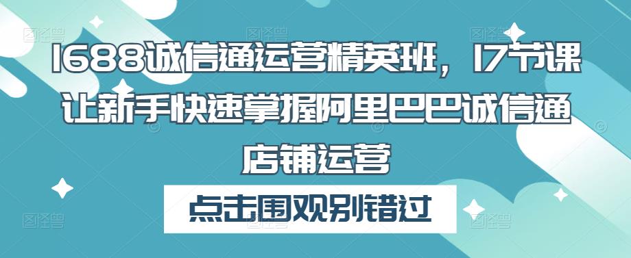 1688誠(chéng)信通運(yùn)營(yíng)精英班，17節(jié)課讓新手掌握阿里巴巴誠(chéng)信通店鋪運(yùn)營(yíng)百度網(wǎng)盤插圖