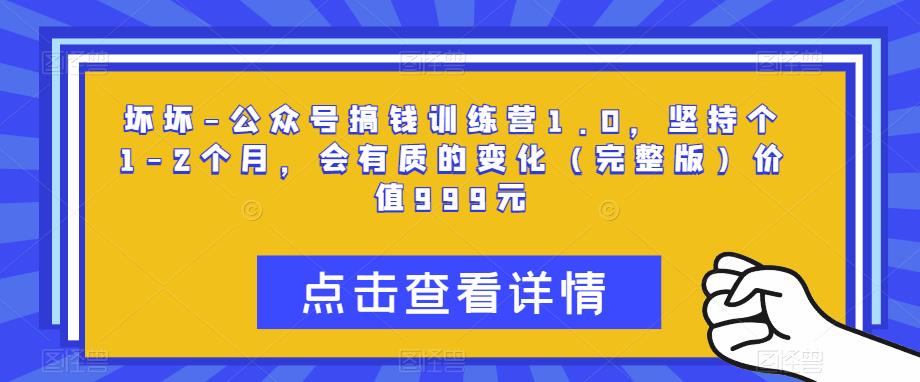 壞壞-公眾號(hào)搞錢訓(xùn)練營(yíng)1.0，堅(jiān)持1-2個(gè)月有質(zhì)變化（完整版）價(jià)值999元百度網(wǎng)盤插圖