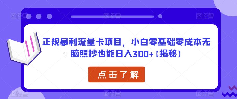 正規(guī)暴利流量卡項目，小白零基礎零成本無腦照抄也能日入300+【揭秘】百度網盤插圖