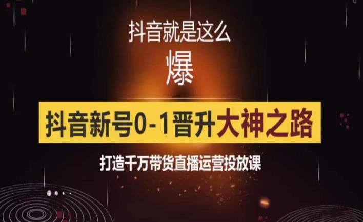 0粉自然流实战起号课，抖音新号0~1打造千万带货直播运营投放课百度网盘插图