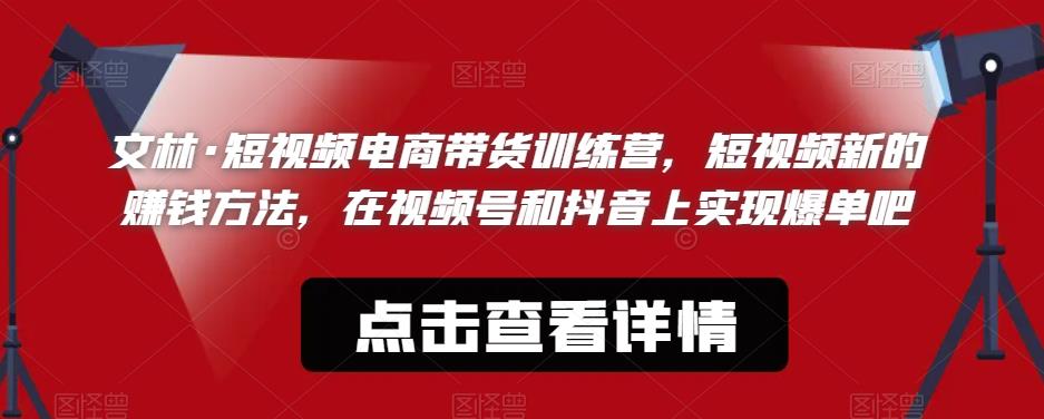 文林?短視頻電商帶貨訓練營，短視頻賺錢方法，視頻號抖音爆單百度網(wǎng)盤插圖