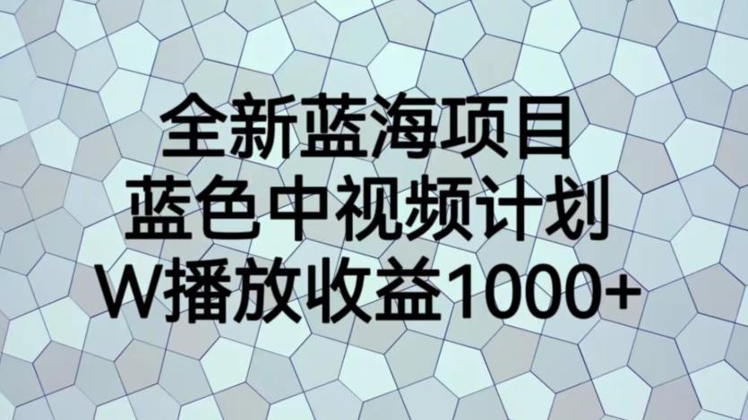 藍色中視頻計劃藍海項目，1W播放量1000+百度網(wǎng)盤插圖