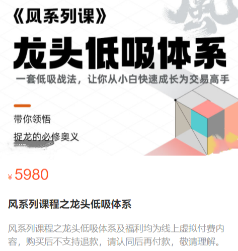 【逍遙風(fēng)】原價(jià)5980元的《風(fēng)系列課程之龍頭低吸體系》插圖