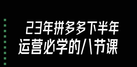 大牙·23年下半年拼多多運營必學(xué)的八節(jié)課（18節(jié)完整）百度網(wǎng)盤插圖