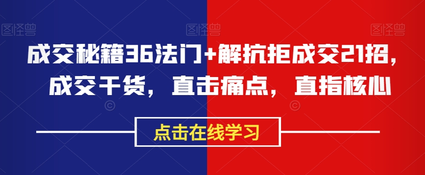 成交秘籍36法門+解抗拒成交21招，成交干貨課程百度網(wǎng)盤插圖