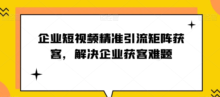 企業(yè)短視頻精準(zhǔn)引流矩陣獲客，解決企業(yè)獲客難題百度網(wǎng)盤插圖