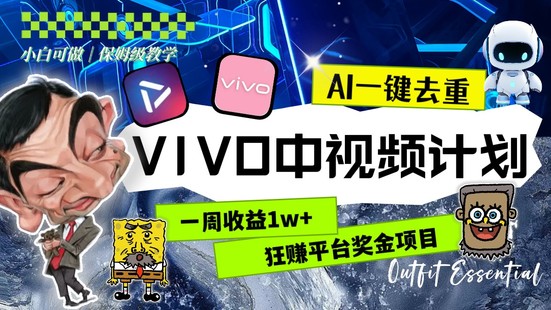 【网赚上新】009.一周收益1w+的VIVO中视频计划，用AI一键去重，狂赚平台奖金