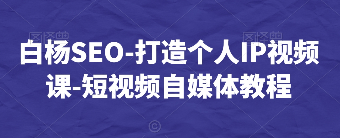 白楊SEO-打造個人IP視頻課-短視頻自媒體教程插圖