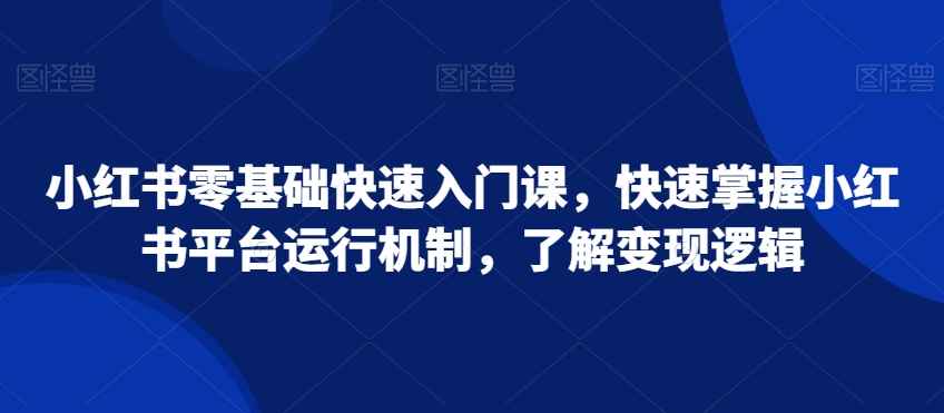 小紅書零基礎(chǔ)快速入門課，快速掌握小紅書平臺運行機制，了解變現(xiàn)邏輯插圖