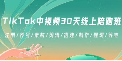 《TikTok中视频-30天线上陪跑班》注册/养号/素材/剪辑/搭建/制作/提现/等插图