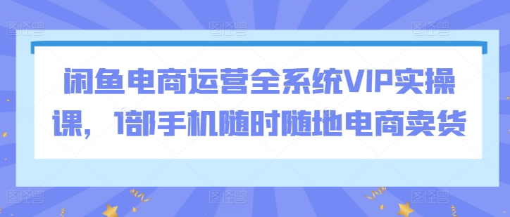 閑魚電商運(yùn)營全系統(tǒng)VIP實(shí)操課插圖