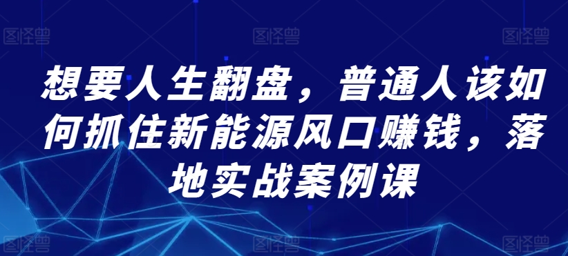 普通人抓住新能源風(fēng)口賺錢，落地實戰(zhàn)案例課插圖