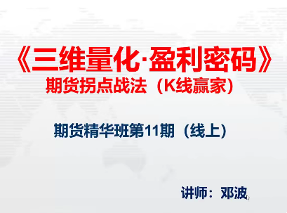 鄧波2023年10月 三維量化 K線贏家期貨精華班第11期插圖