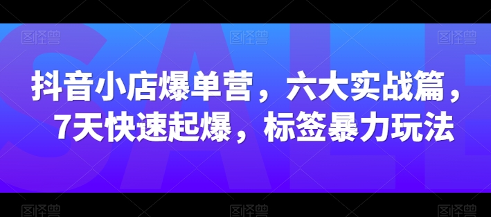 抖音小店爆單營，六大實(shí)戰(zhàn)篇，7天快速起爆插圖