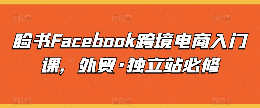 澳門彬哥人教你Facebook臉書跨境電商入門課，外貿(mào)·獨(dú)立站必修插圖