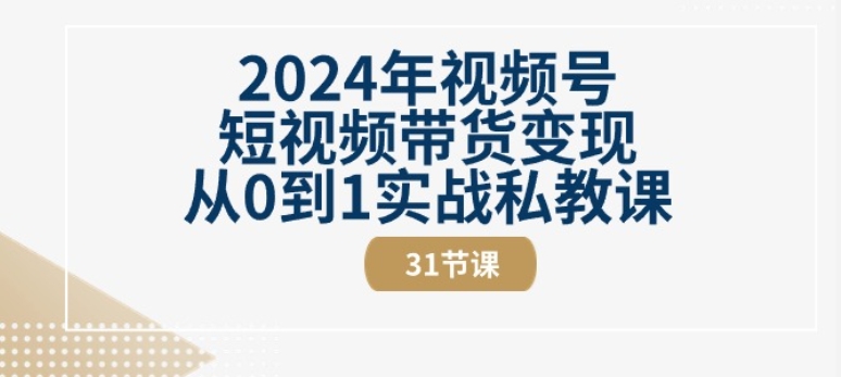 2024年視頻號短視頻帶貨變現(xiàn)從0到1實戰(zhàn)私教課(31節(jié)視頻課)插圖