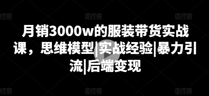 月銷3000w的服裝帶貨實(shí)戰(zhàn)課，思維模型|實(shí)戰(zhàn)經(jīng)驗(yàn)|暴力引流|后端變現(xiàn)插圖