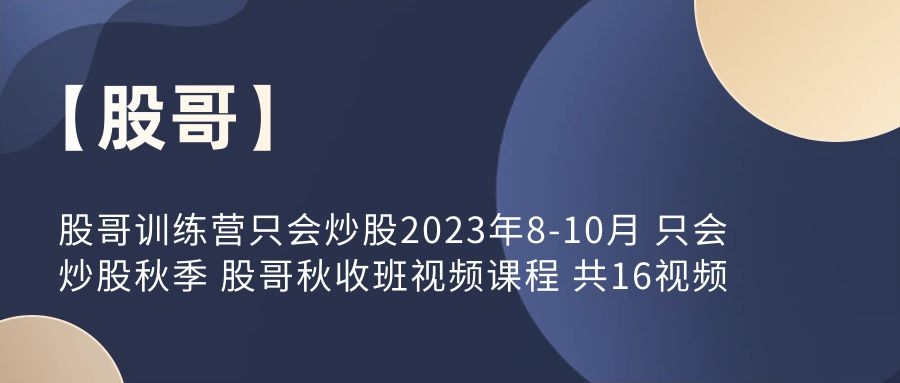 【股哥】股哥训练营只会炒股2023年8-10月 只会炒股秋季 股哥秋收班视频课程 共16视频插图